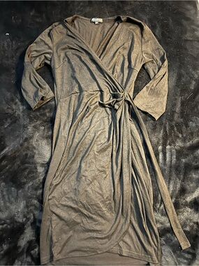 Wrap Midi Dress with Side Tie - Black
